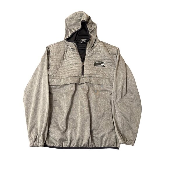 New Balance Mens Hooded Pullover Jacket Size S Gray Quilted Design 1/4 Zip Light - Picture 1 of 7